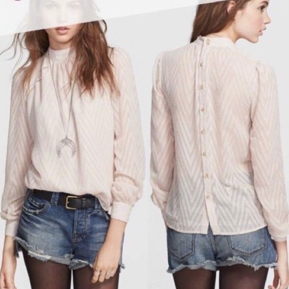 Free people High-Neck Back Button Blouse